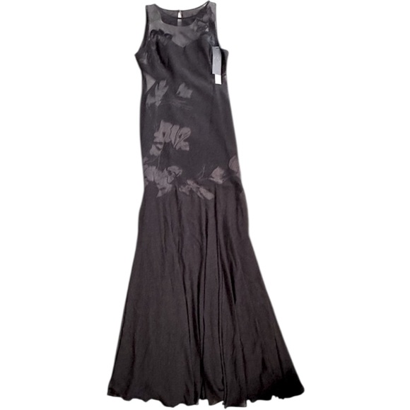 HALSTON HERITAGE BLACK WITCHY MAXI DRESS SEMI SHEER 8 WHIMSIGOTH PARTY VALENTINE - Picture 3 of 9
